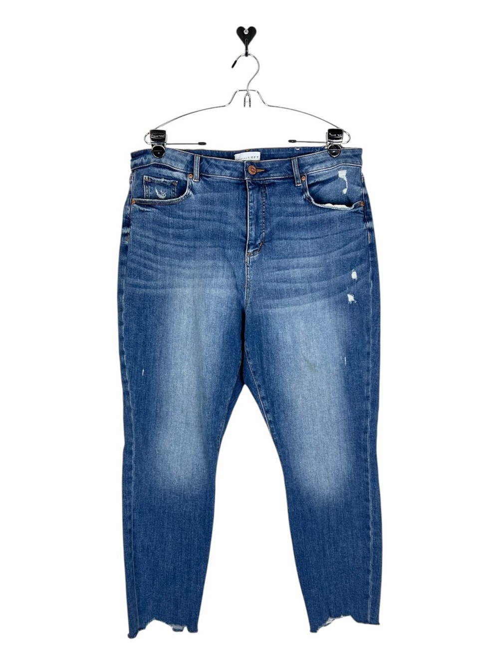 Loft‎ Curvy Skinny jeans size 14 distressed raw hem plus sized